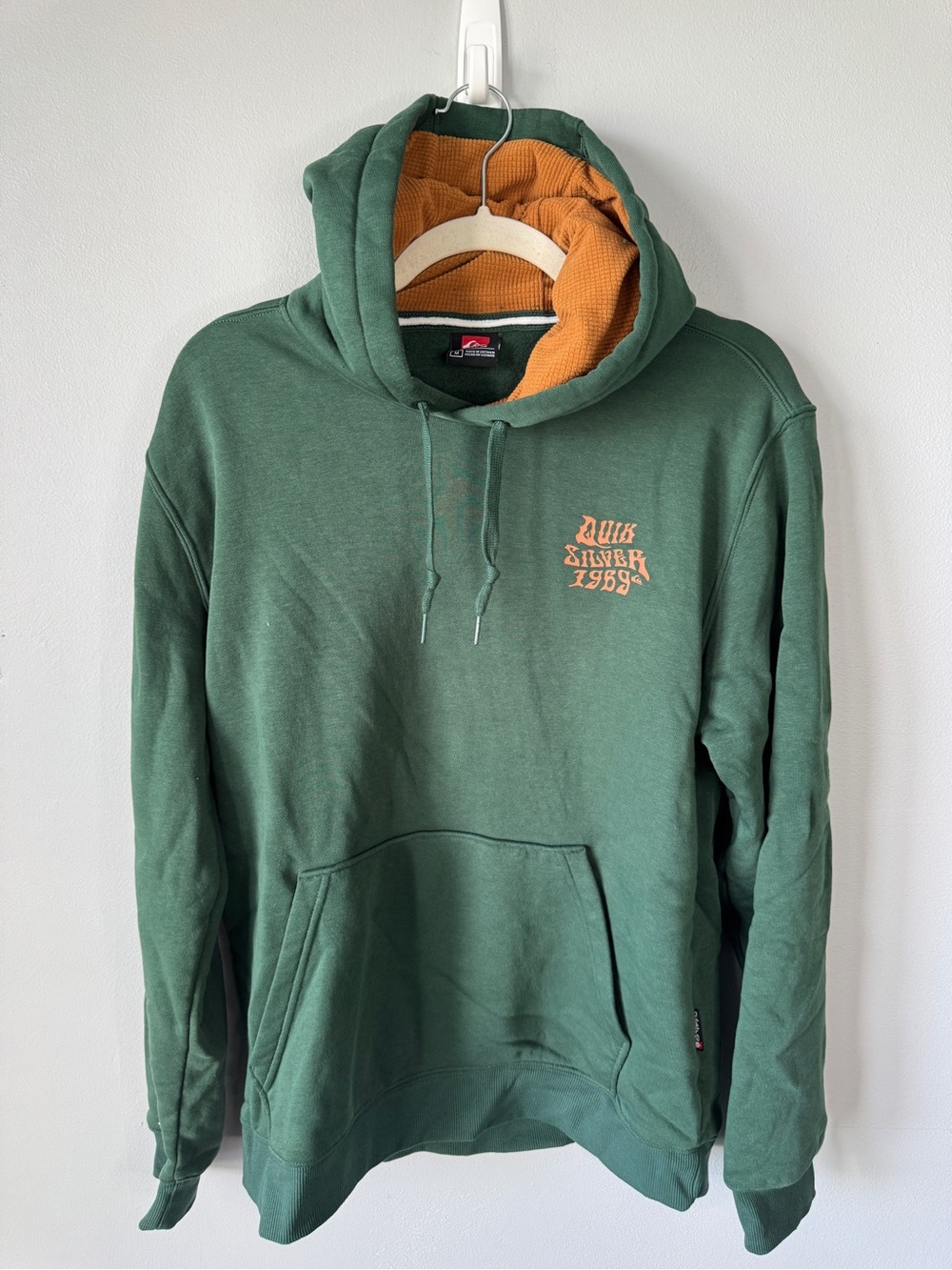 Quiksilver Green Hoodie with Orange Lined Hood